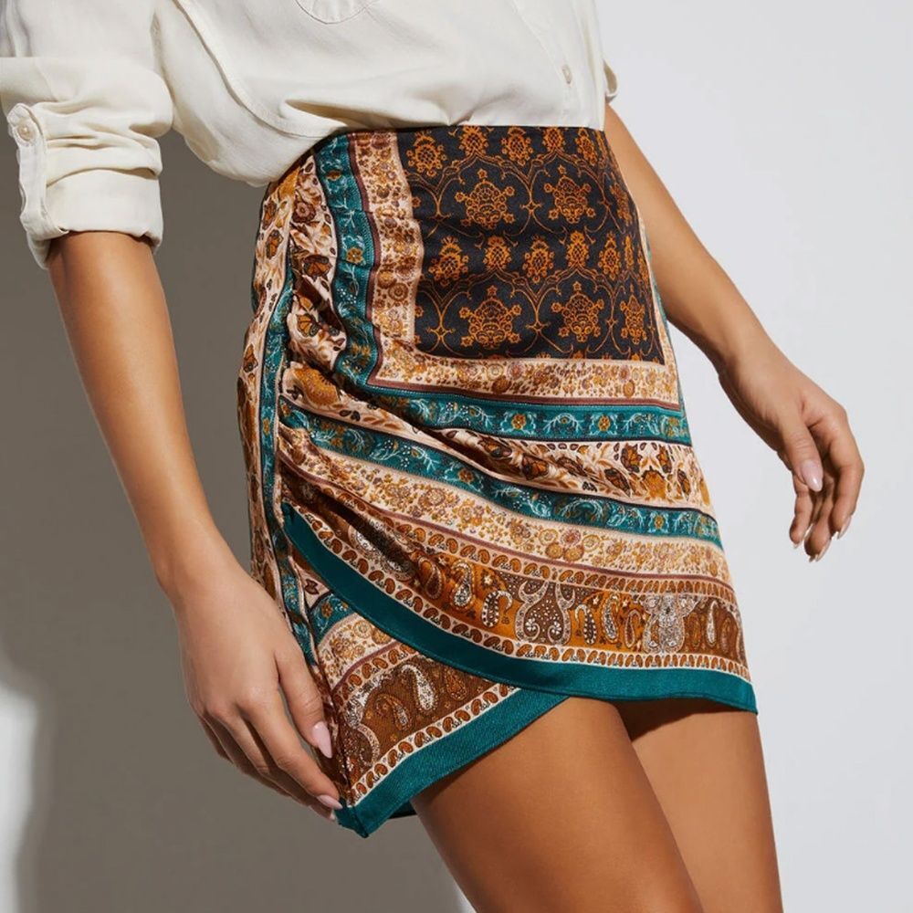 Vici Boho Faux Mini Wrap Skirt Sz XL
